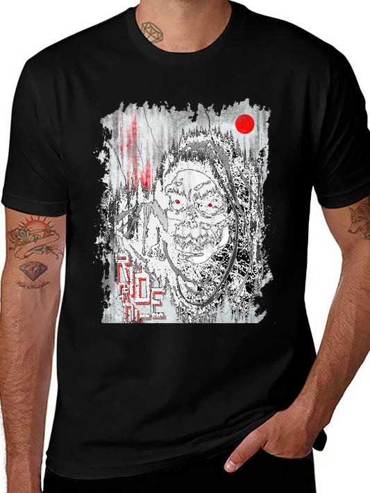 Unique Grim Reaper Graphic Print Black T-Shirt