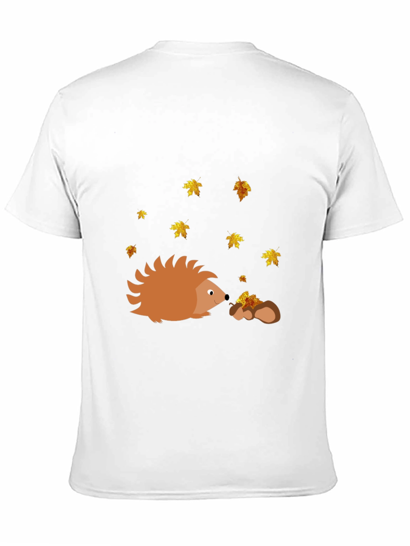 Hedgehog & Fall Leaves Black T-Shirt