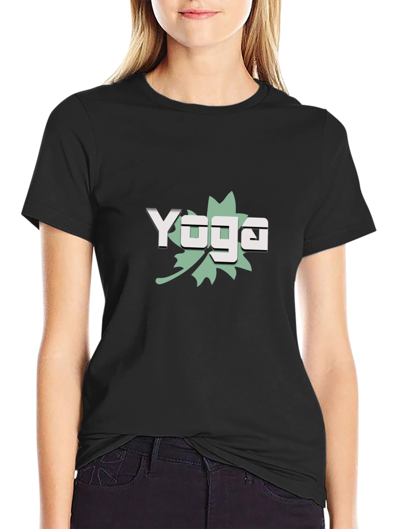 Yoga Leaf T-Shirt - Black