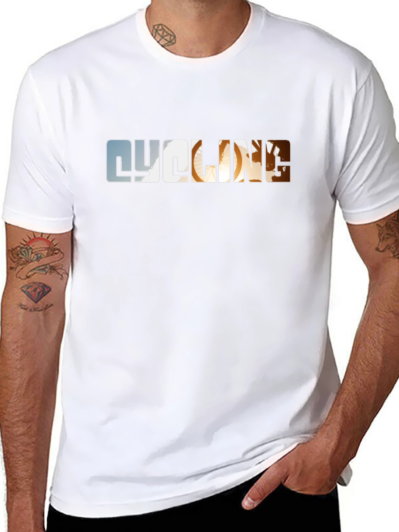 Cycling Graphic Print Black T-Shirt