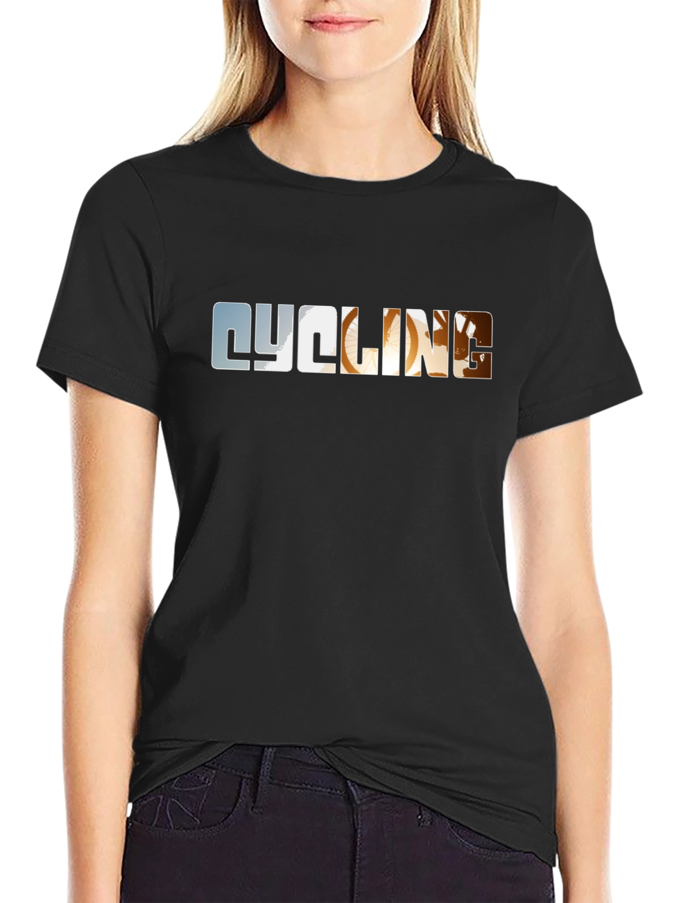 Cycling Graphic Print Black T-Shirt