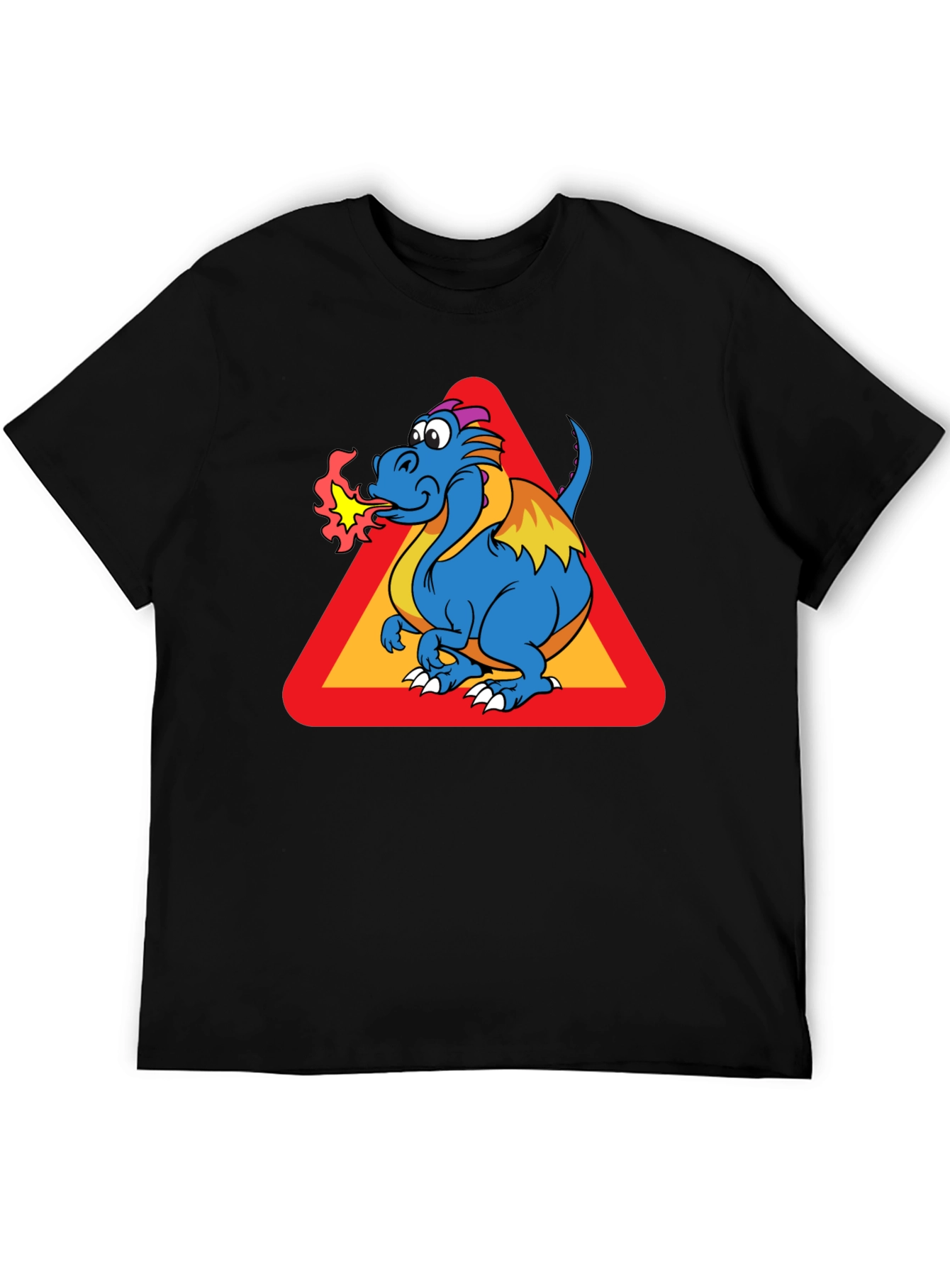 Dragon Warning Sign Black T-Shirt