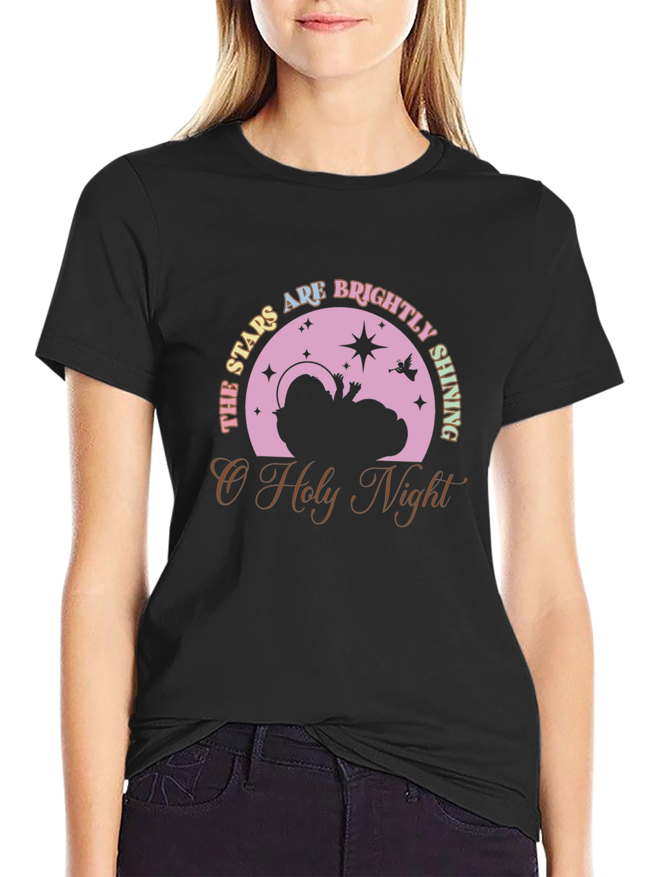 O Holy Night Stars Brightly Shining Christmas T-Shirt