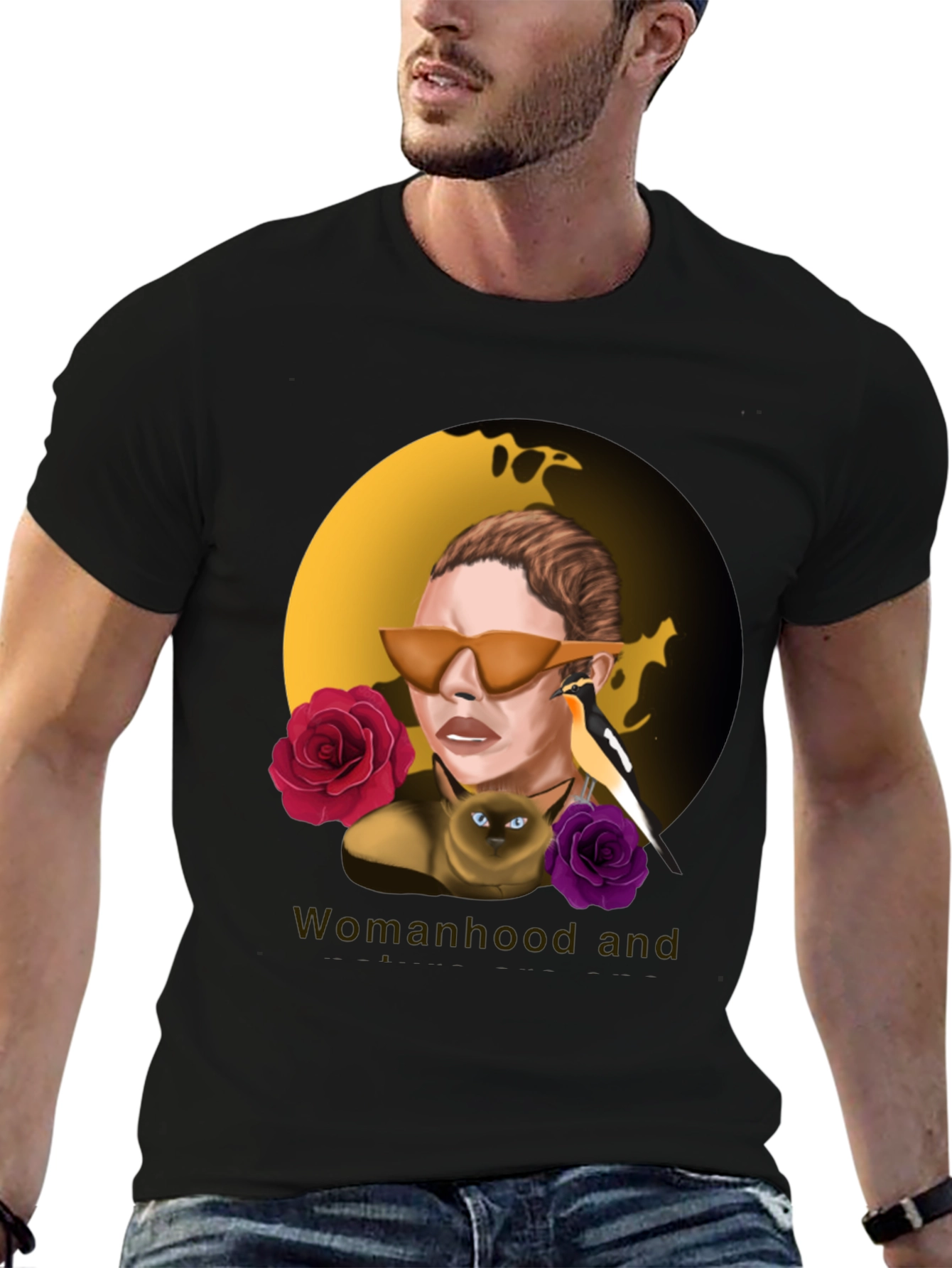 Womanhood and Art Graphic Black T-Shirt