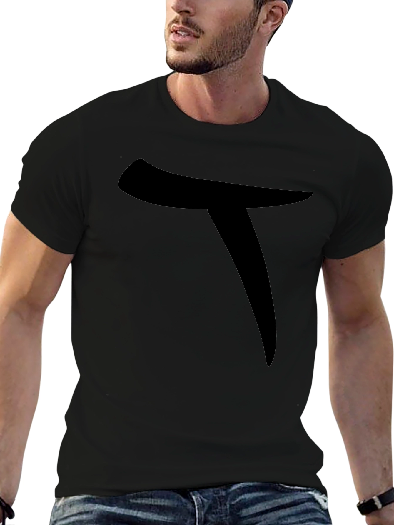 Mens Black T-Shirt with Bold Graphic