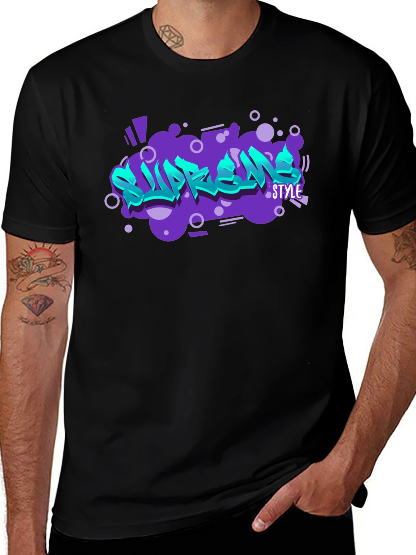 Supreme Style Graphic Print Black T-Shirt