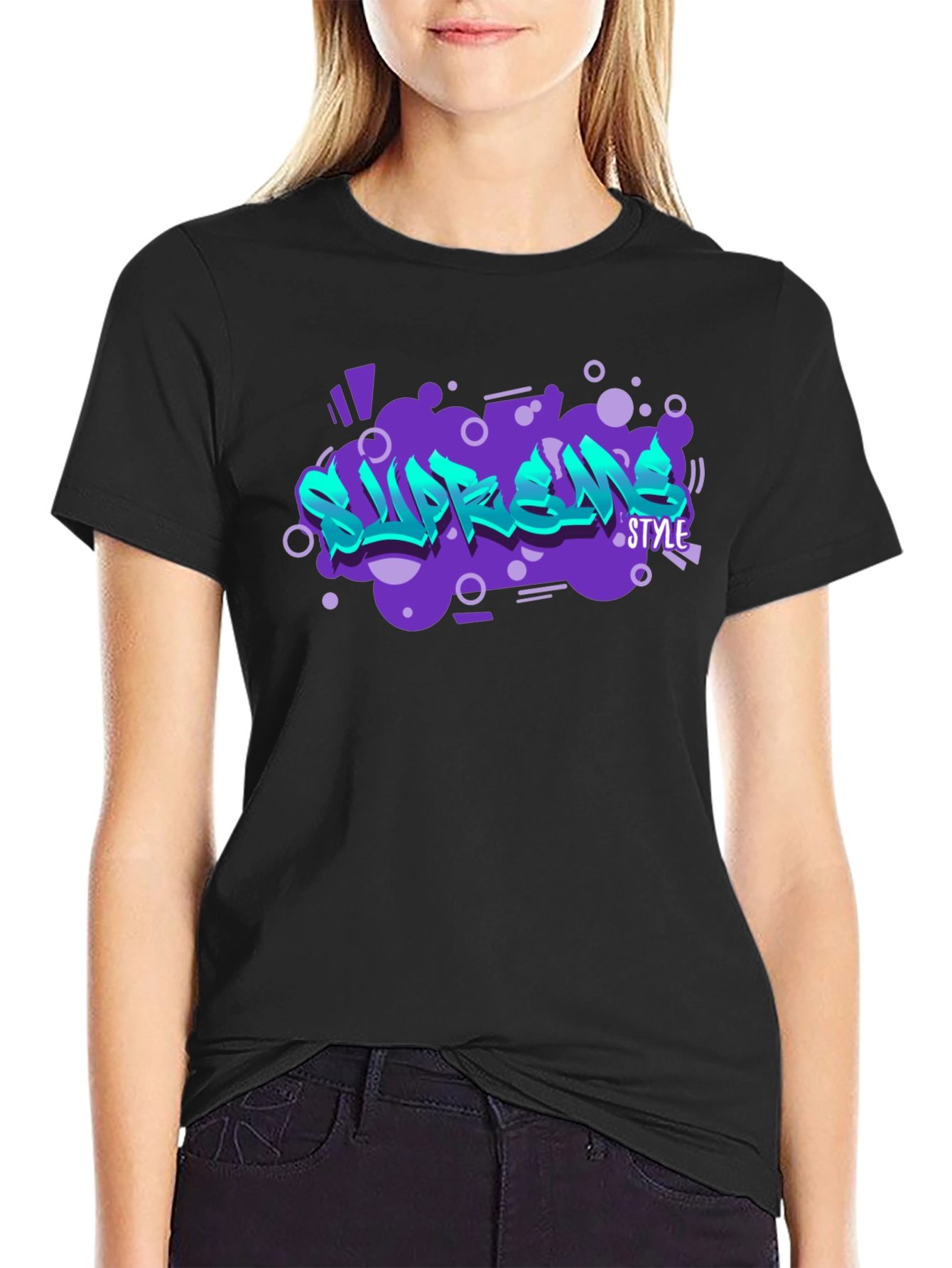 Supreme Style Graphic Print Black T-Shirt