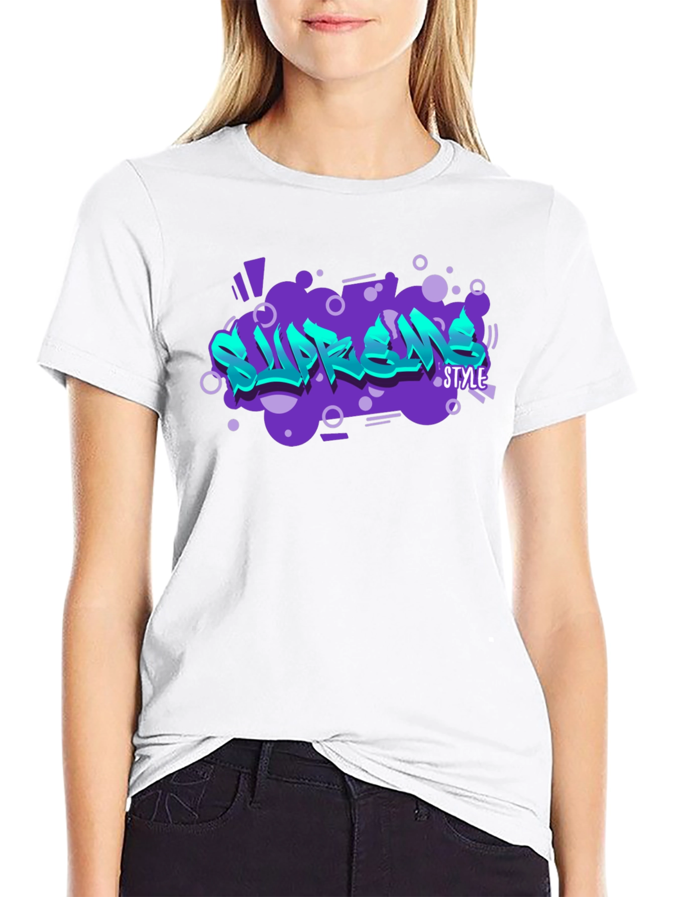 Supreme Style Graphic Print Black T-Shirt