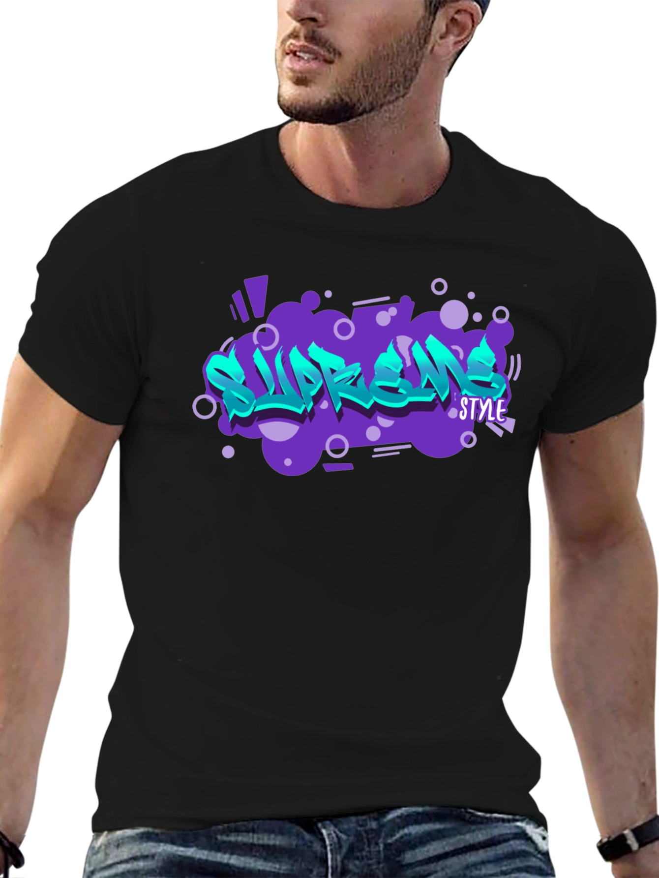 Supreme Style Graphic Print Black T-Shirt
