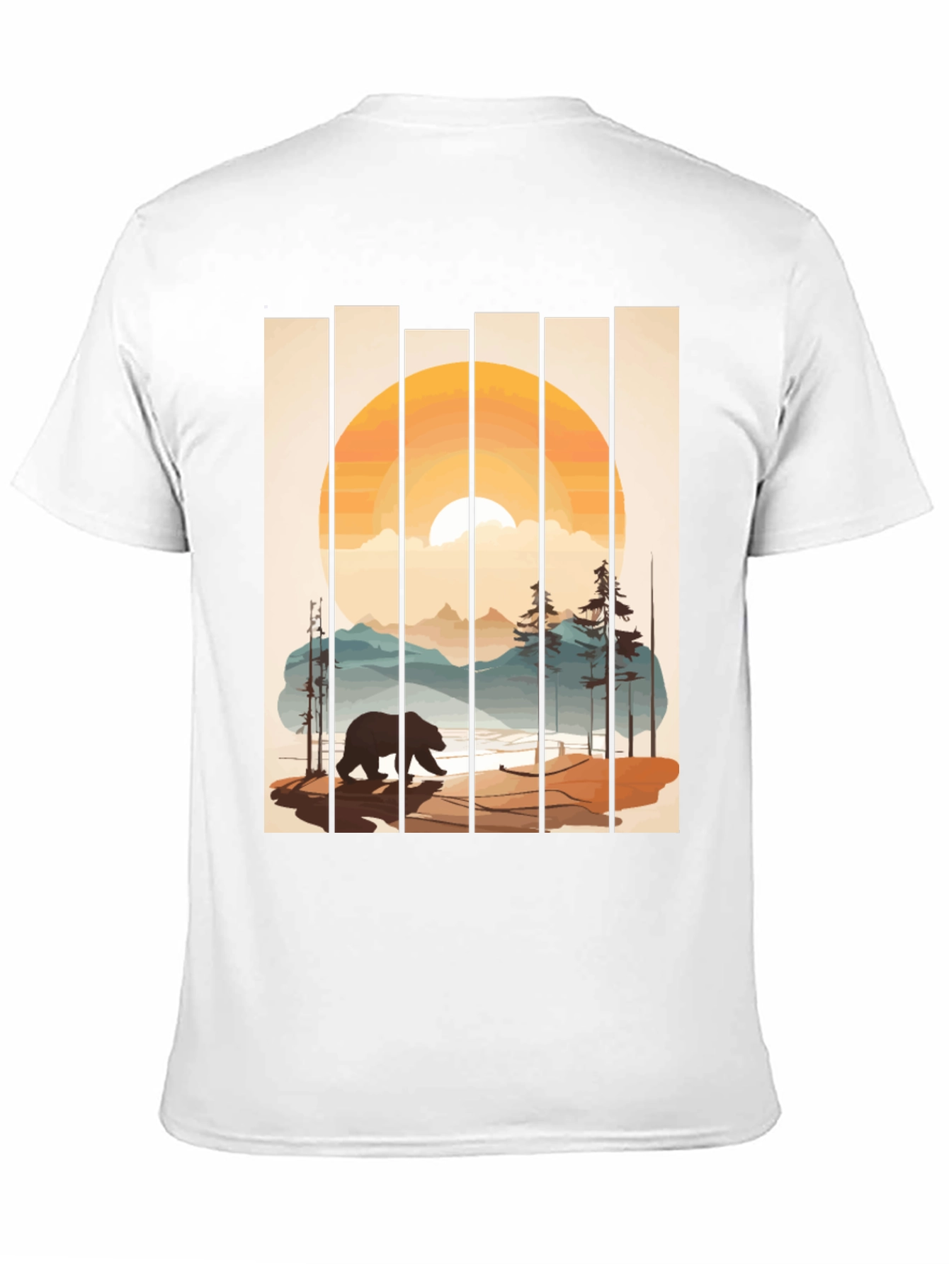 Bear Sunset Graphic Tee - Nature Inspired Black T-Shirt