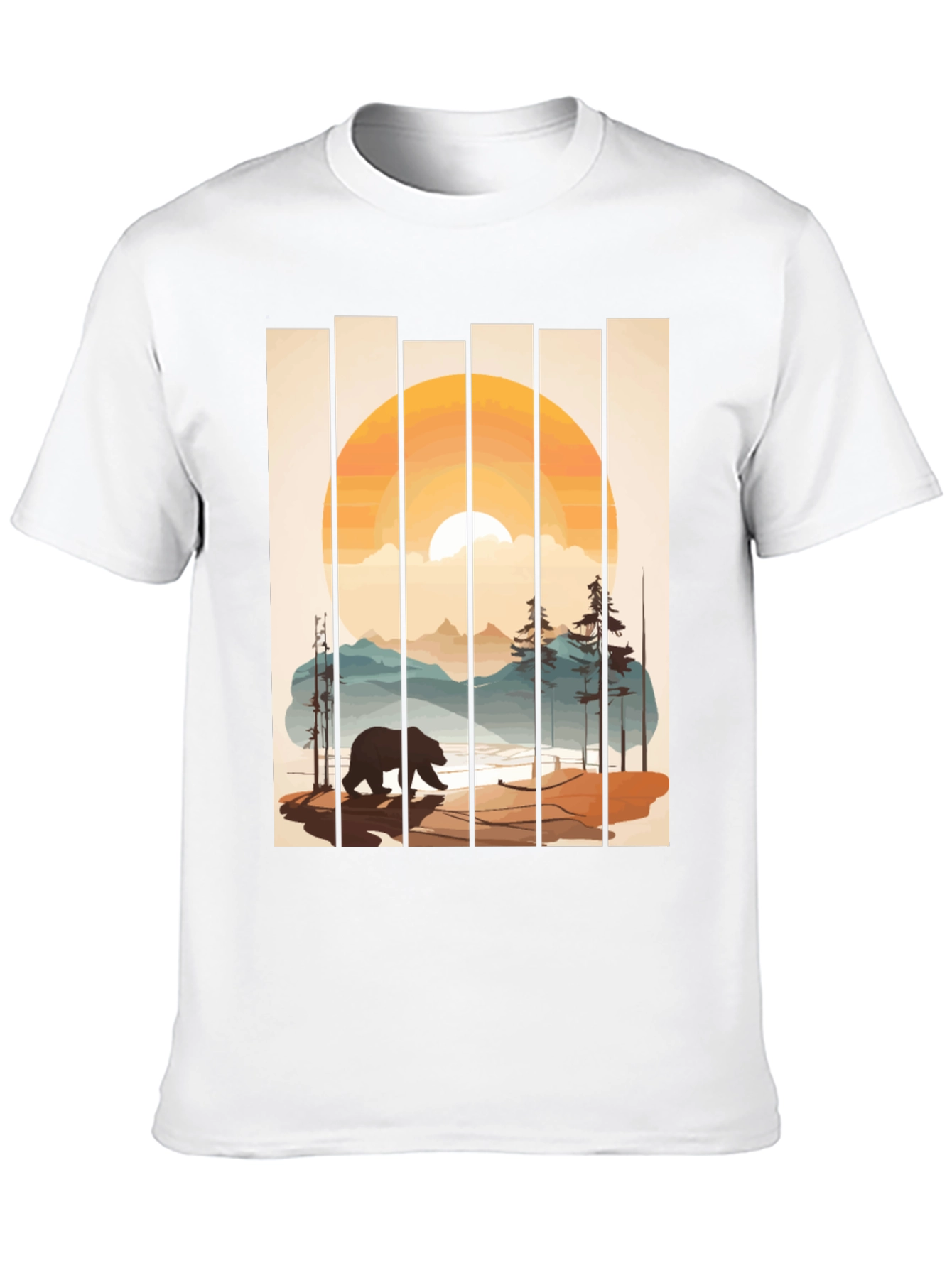 Bear Sunset Graphic Tee - Nature Inspired Black T-Shirt