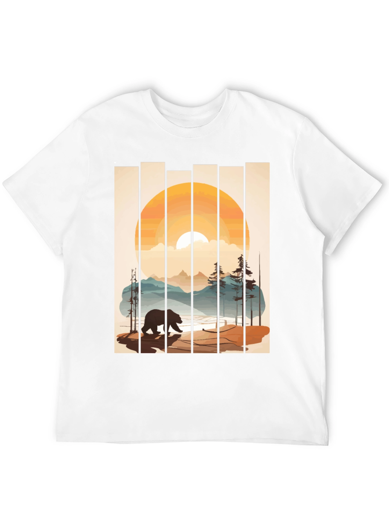 Bear Sunset Graphic Tee - Nature Inspired Black T-Shirt