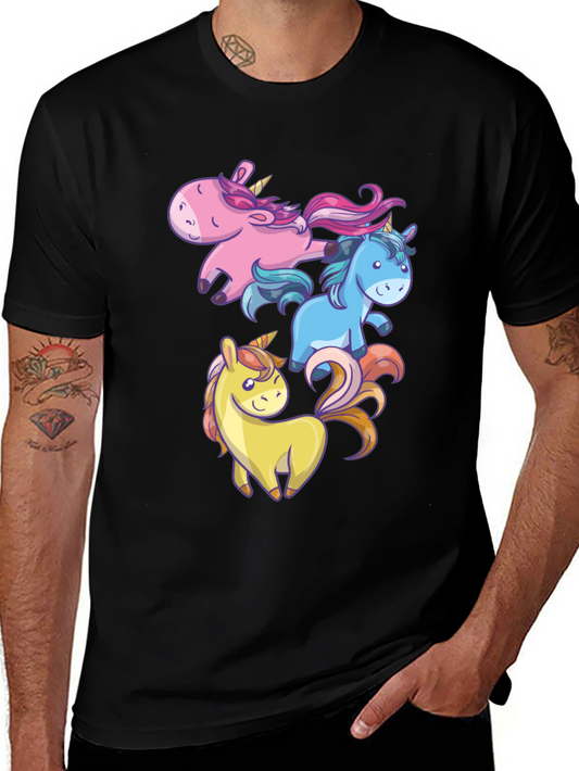 Unicorns Graphic Tee - Black Cotton T-Shirt