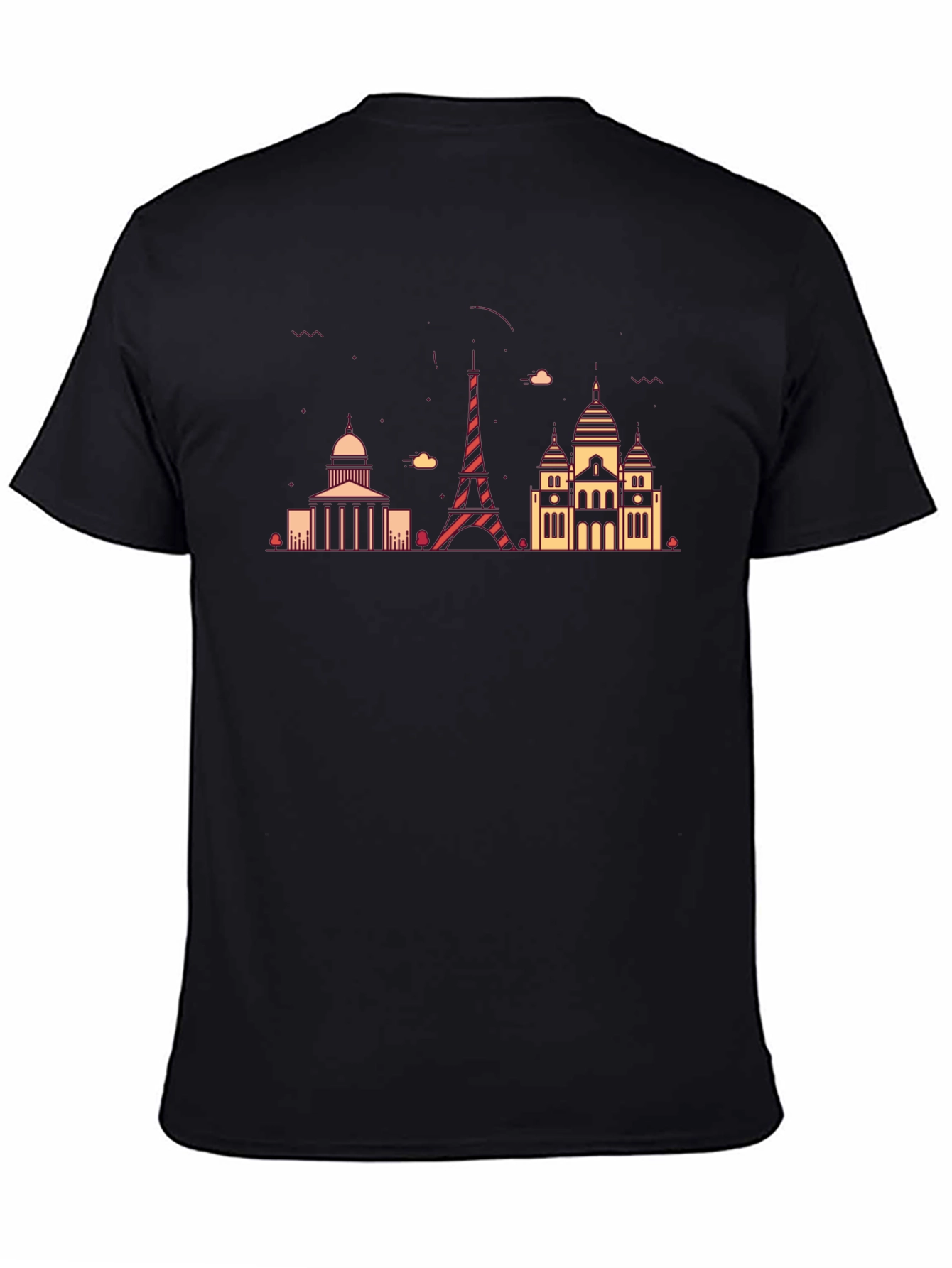 Paris Skyline Graphic Tee - Mens Black T-Shirt