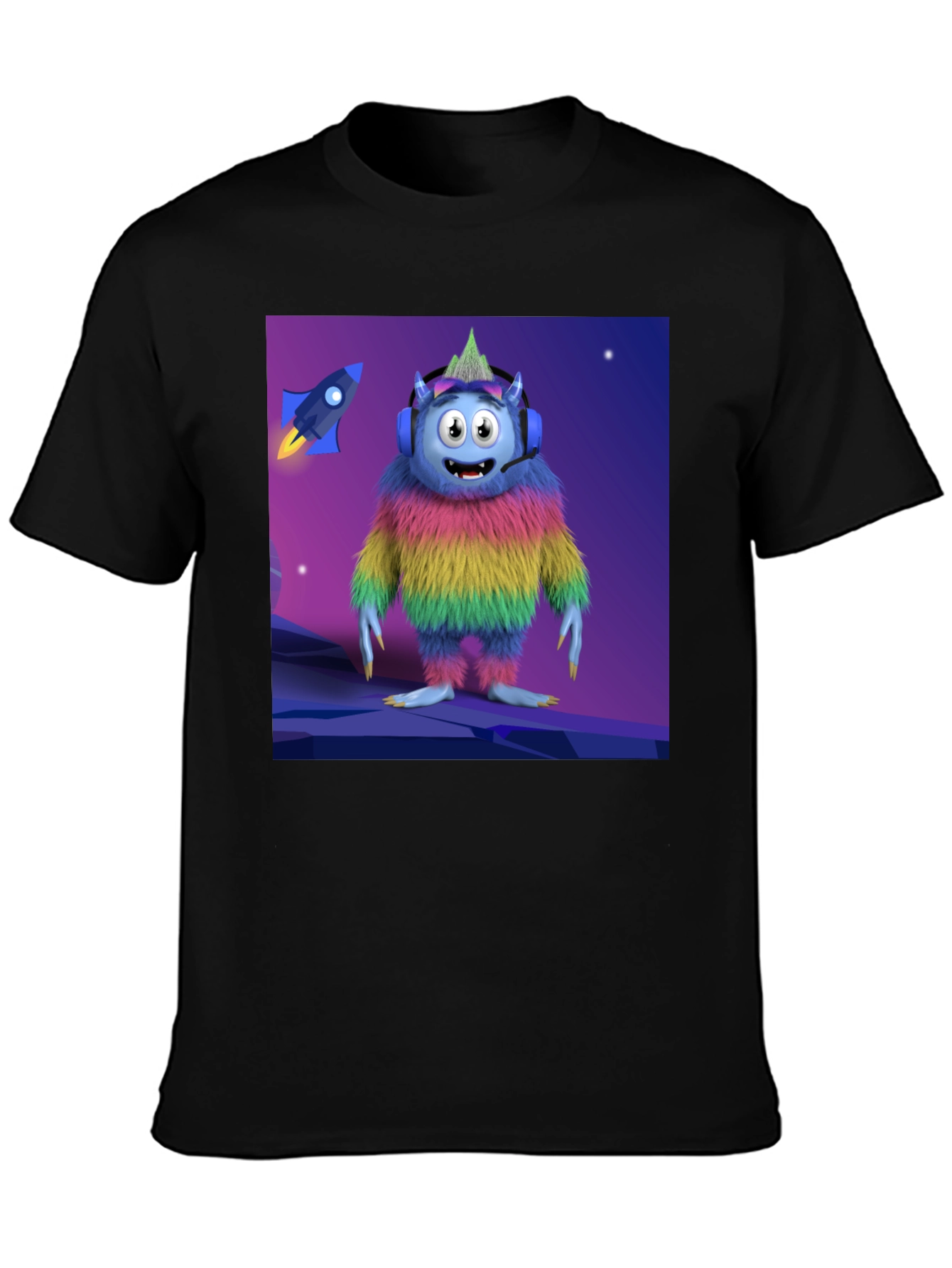 Monster Graphic Tee - Black Cotton Blend