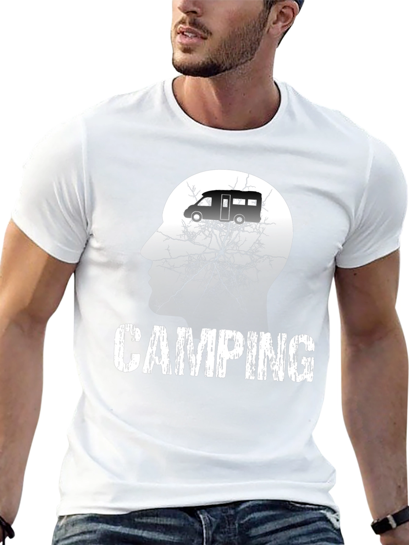 Camping Mind Mens Black Graphic T-Shirt