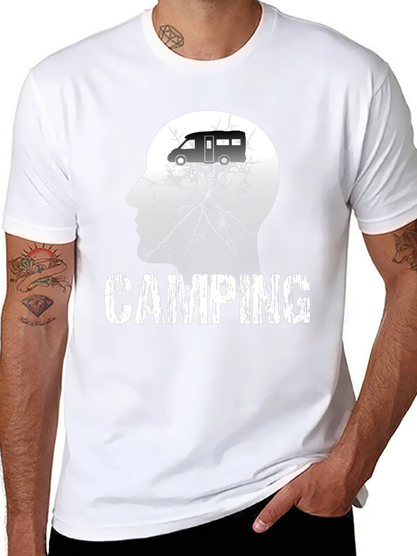 Camping Mind Mens Black Graphic T-Shirt