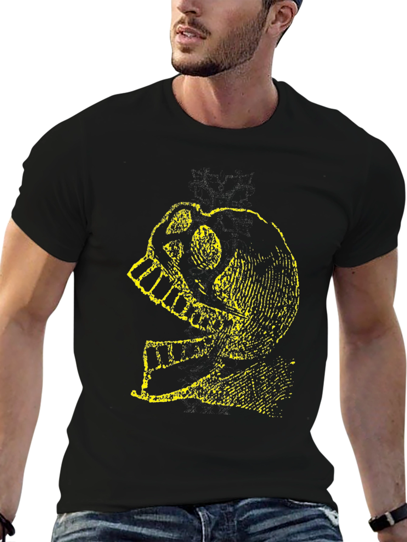 Skull Knight Graphic Tee - Black Cotton T-Shirt