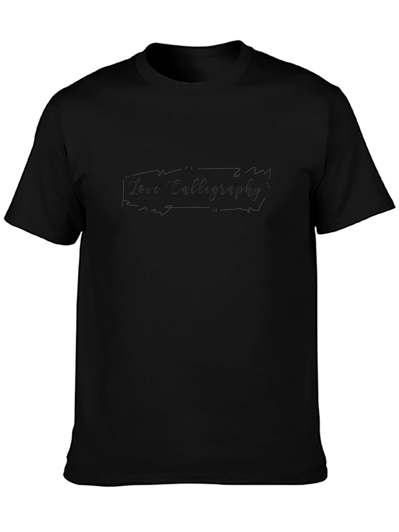 Mens Black Love Calligraphy Graphic Tee