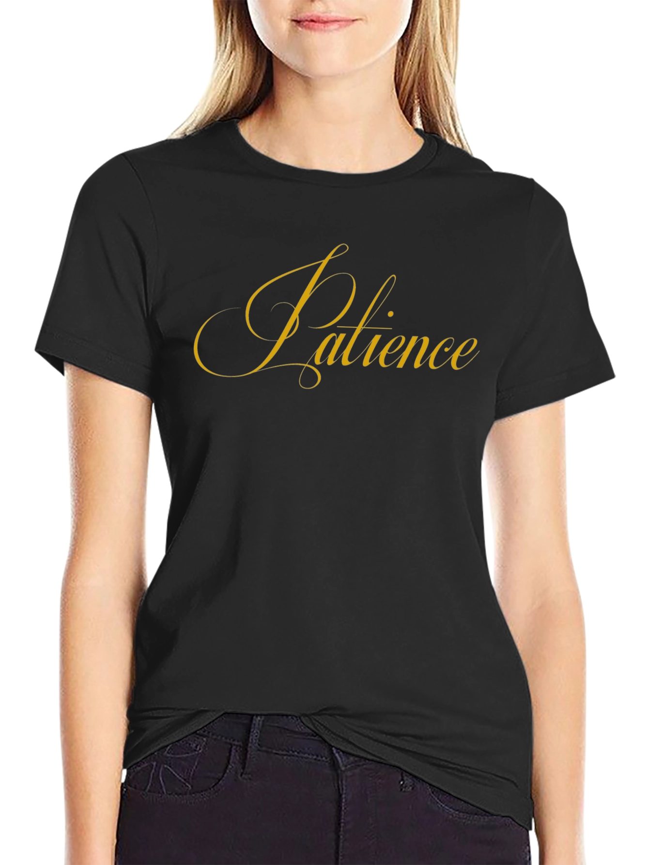 Patience Script Black T-Shirt