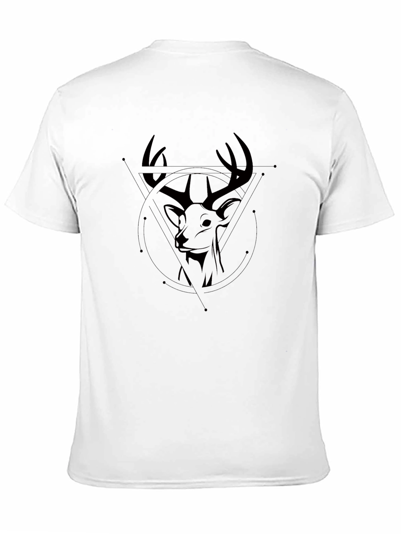 Geometric Deer Head Graphic Black T-Shirt