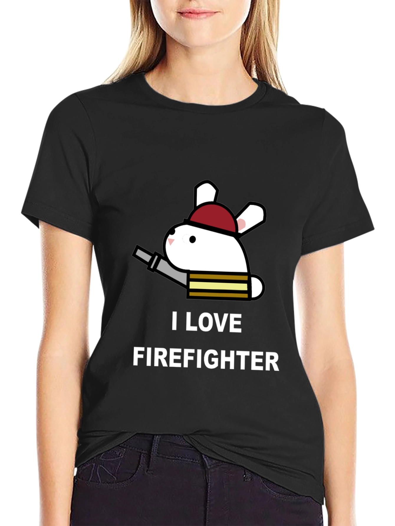 I Love Firefighter Bunny T-Shirt