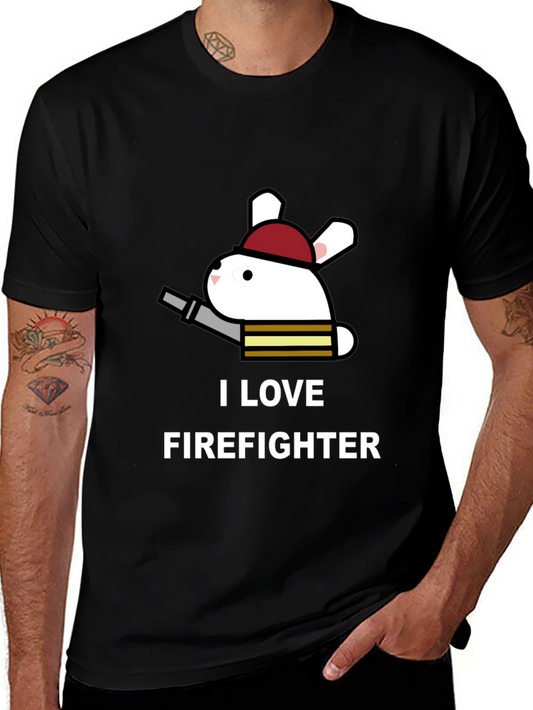 I Love Firefighter Bunny T-Shirt
