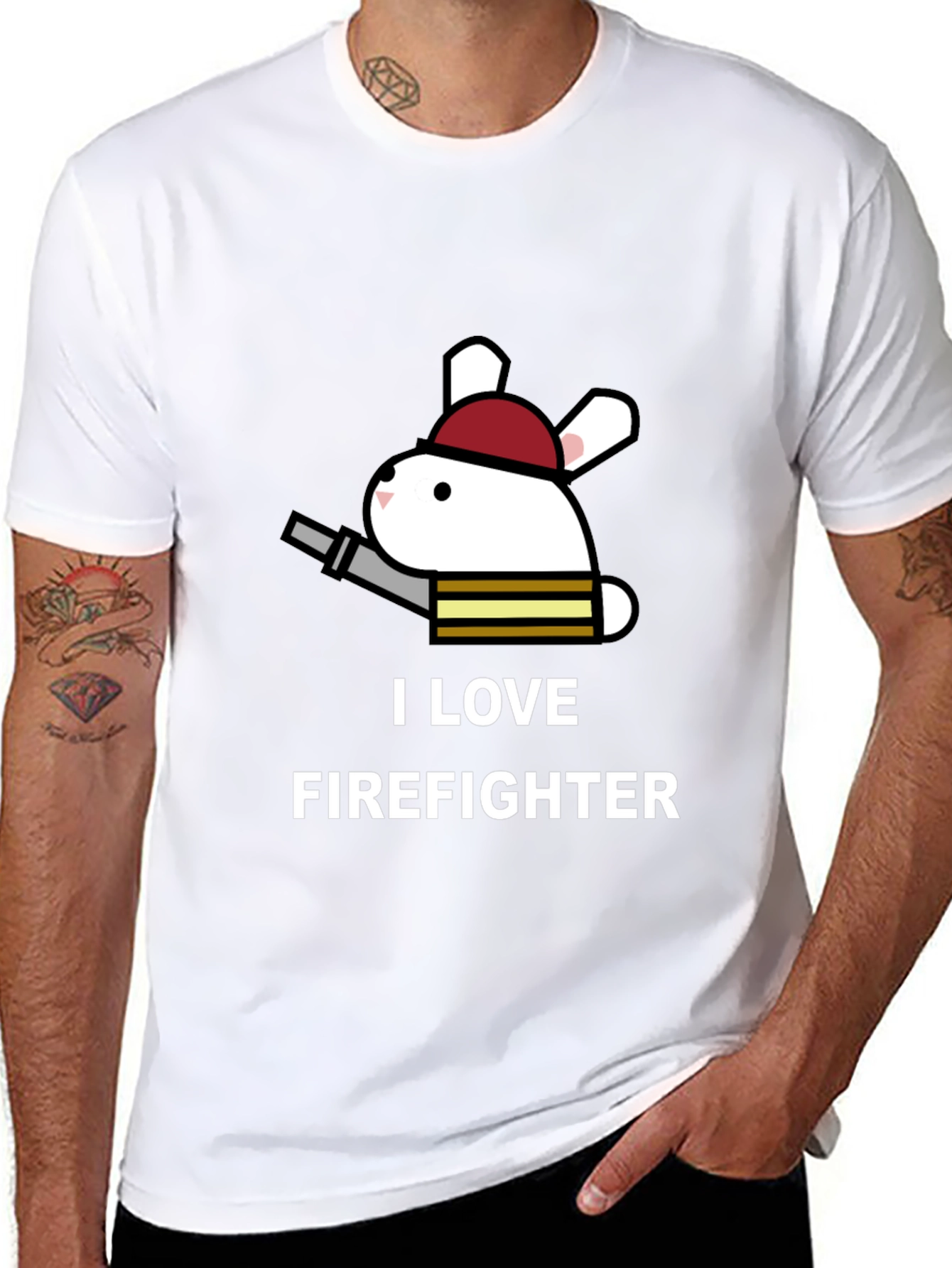 I Love Firefighter Bunny T-Shirt
