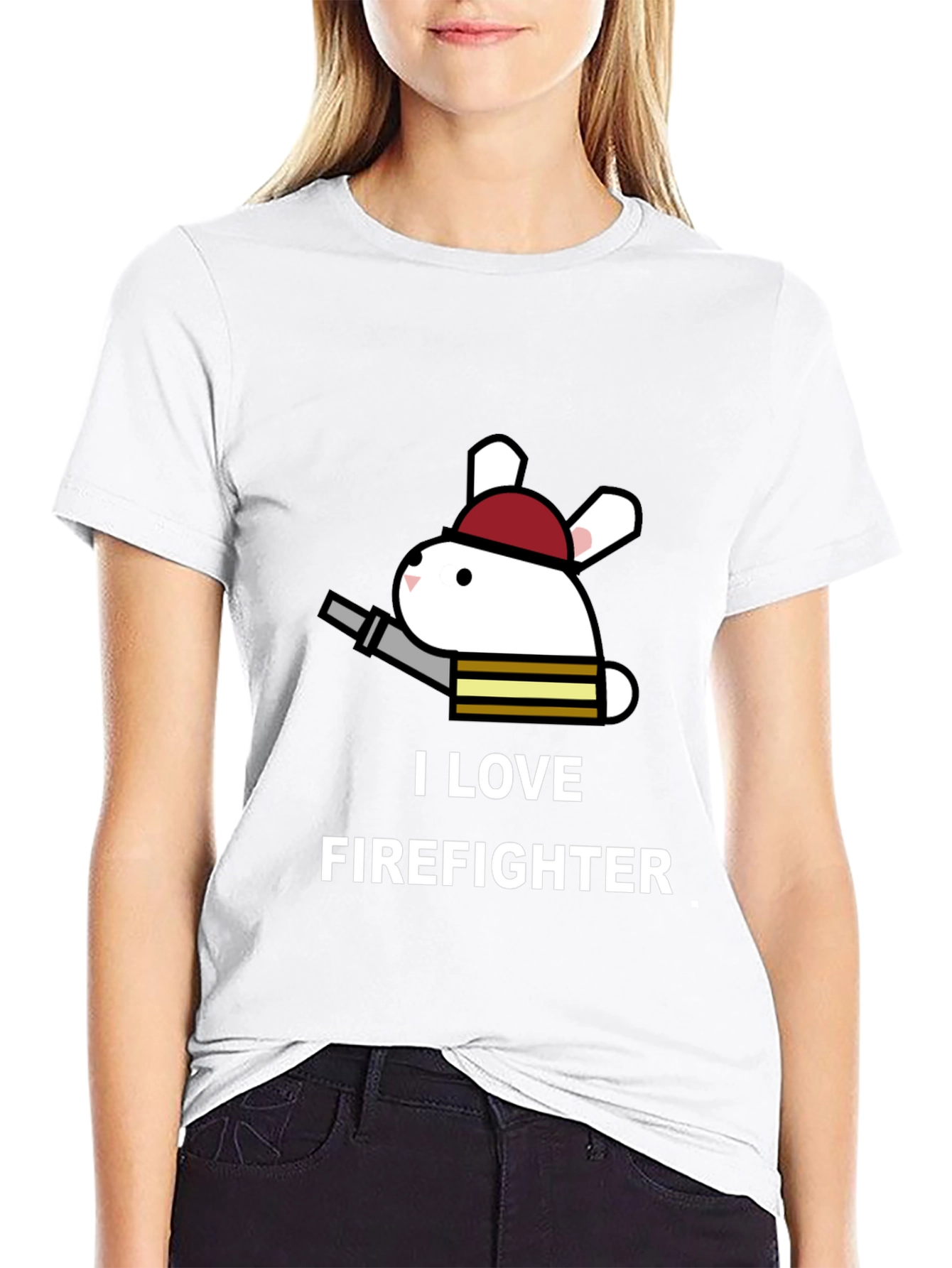 I Love Firefighter Bunny T-Shirt