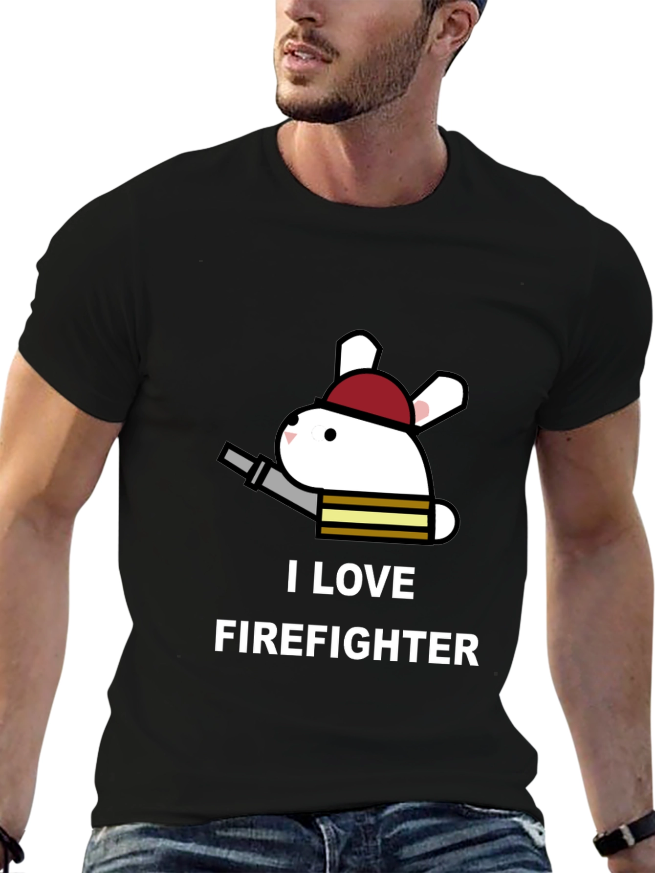 I Love Firefighter Bunny T-Shirt