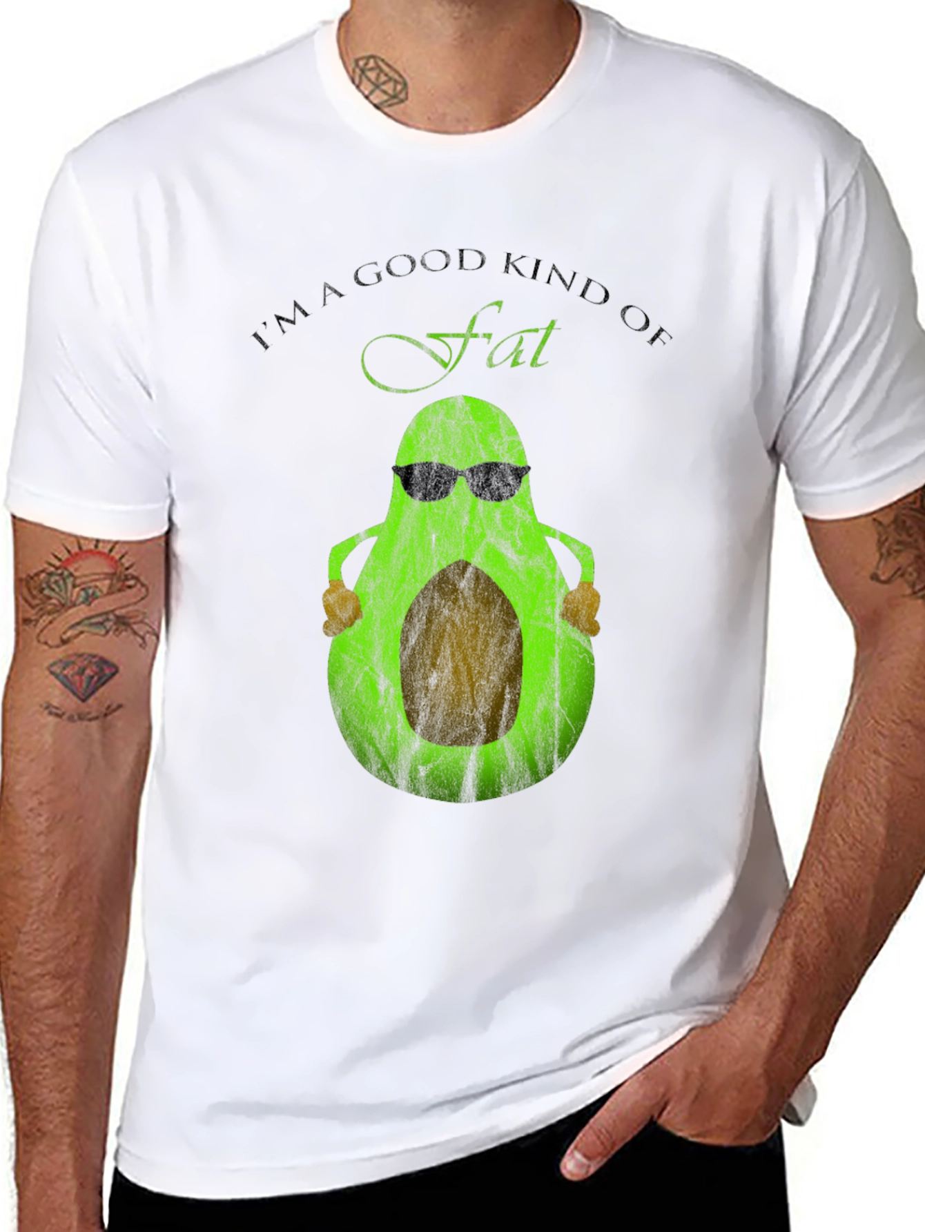 Funny Avocado Good Fat Graphic T-Shirt