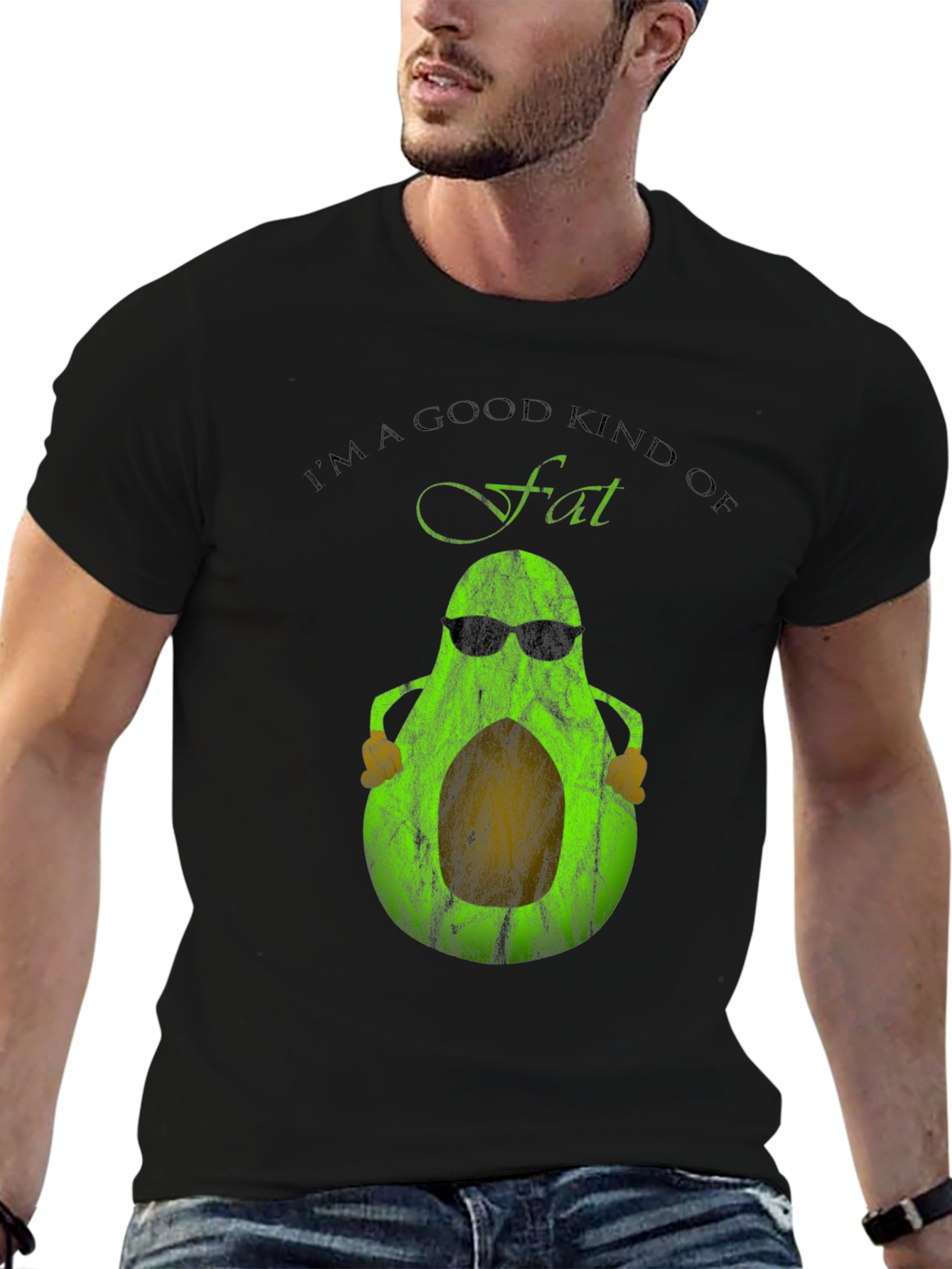 Funny Avocado Good Fat Graphic T-Shirt