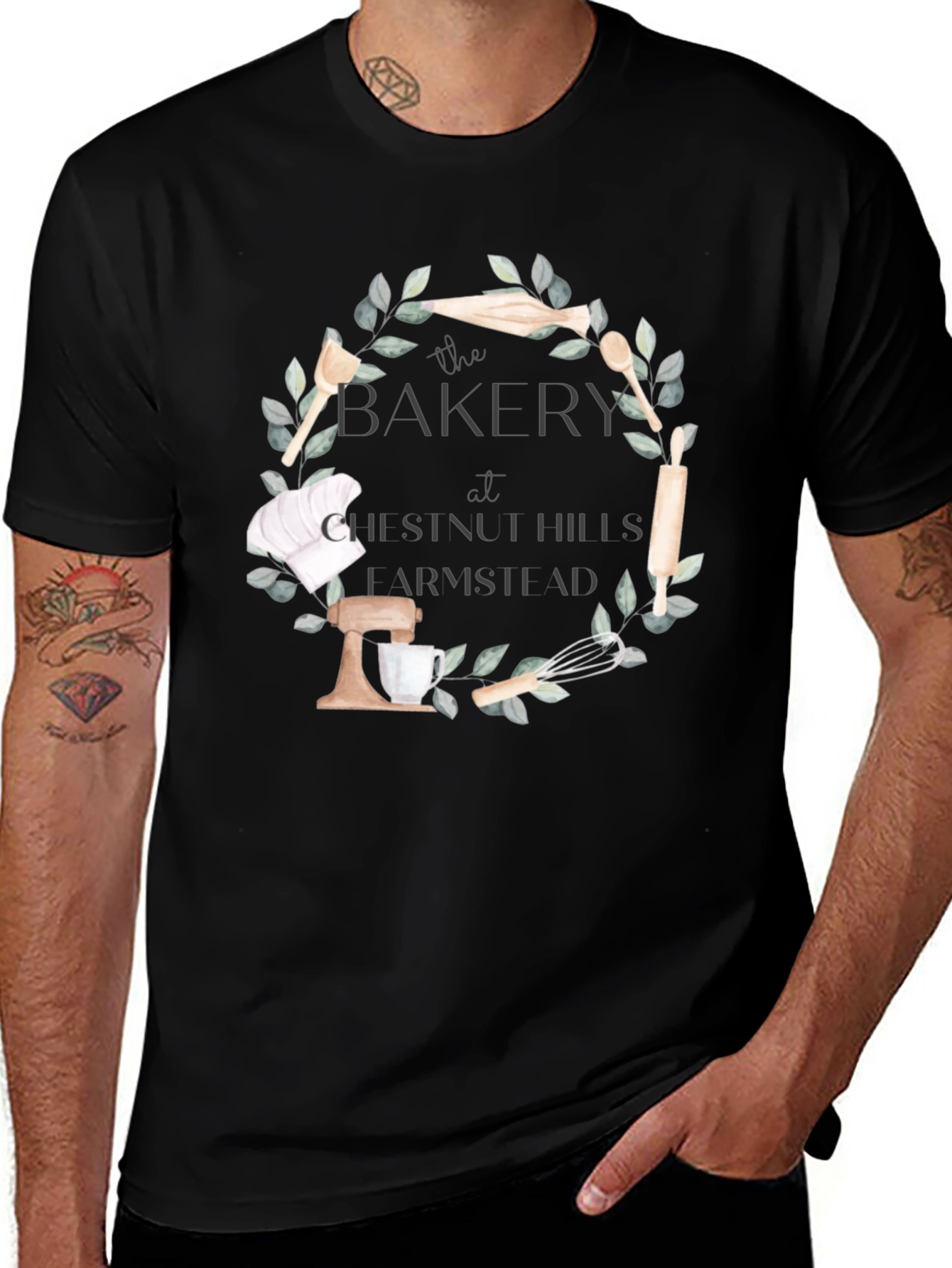 Bakers Wreath T-Shirt - Chestnut Hills Larmshlad Bakery