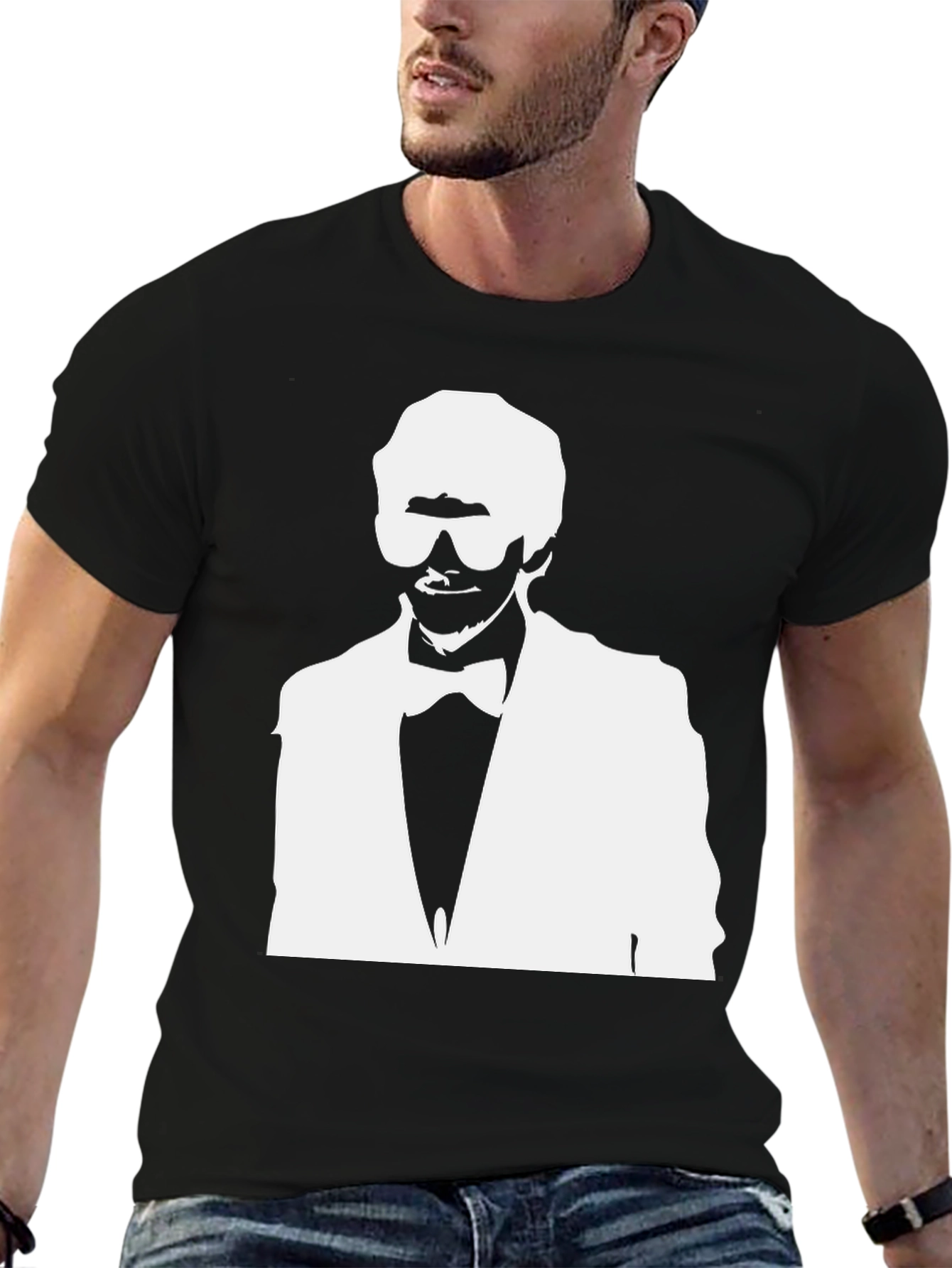 Stylish Black T-Shirt with White Silhouette Graphic