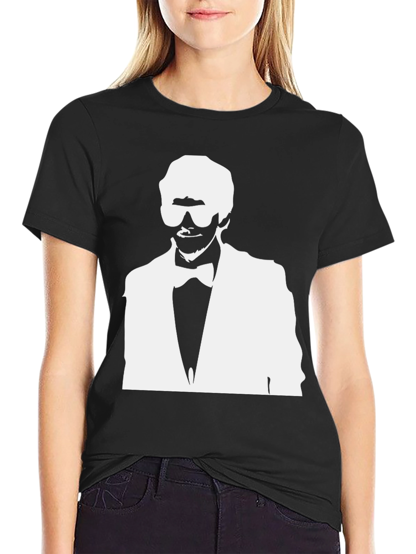Stylish Black T-Shirt with White Silhouette Graphic
