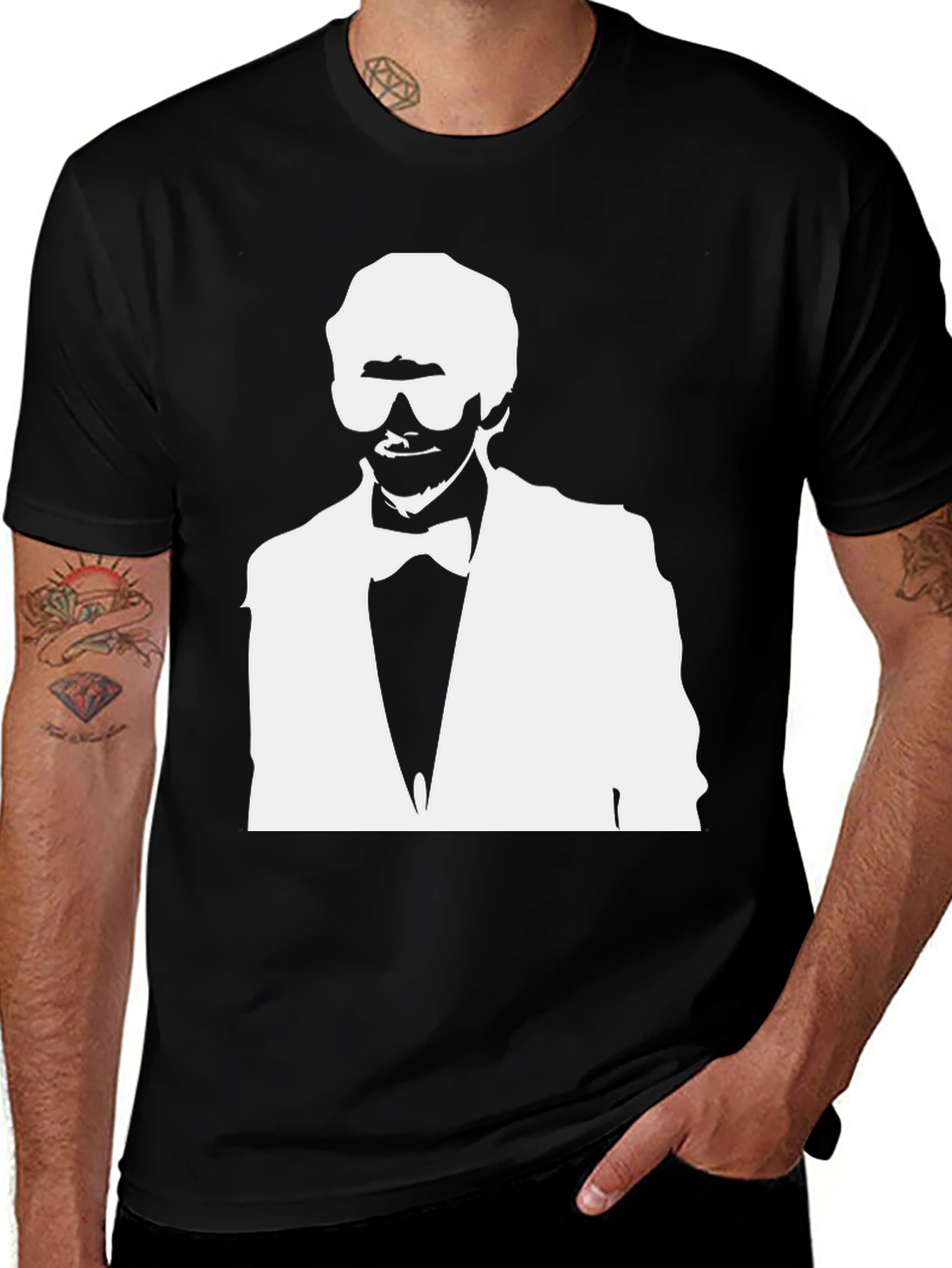 Stylish Black T-Shirt with White Silhouette Graphic