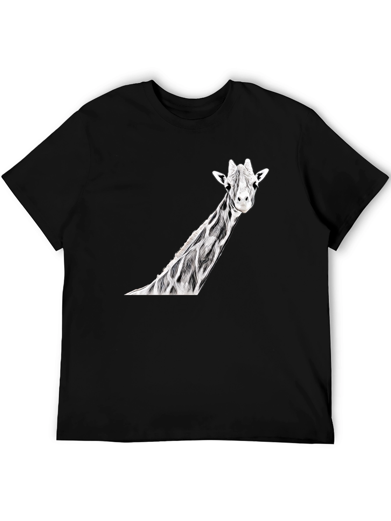 Giraffe Graphic Print Black T-Shirt