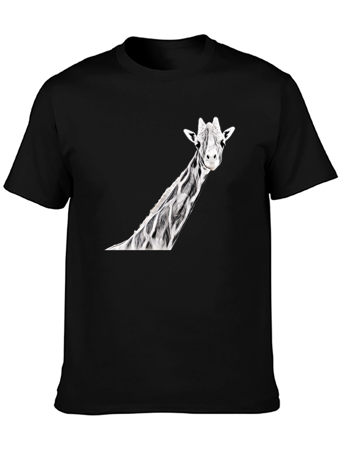 Giraffe Graphic Print Black T-Shirt
