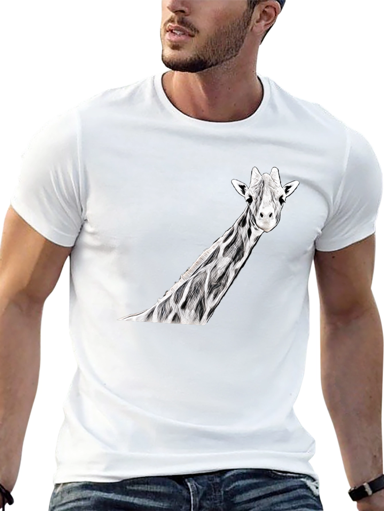 Giraffe Graphic Print Black T-Shirt