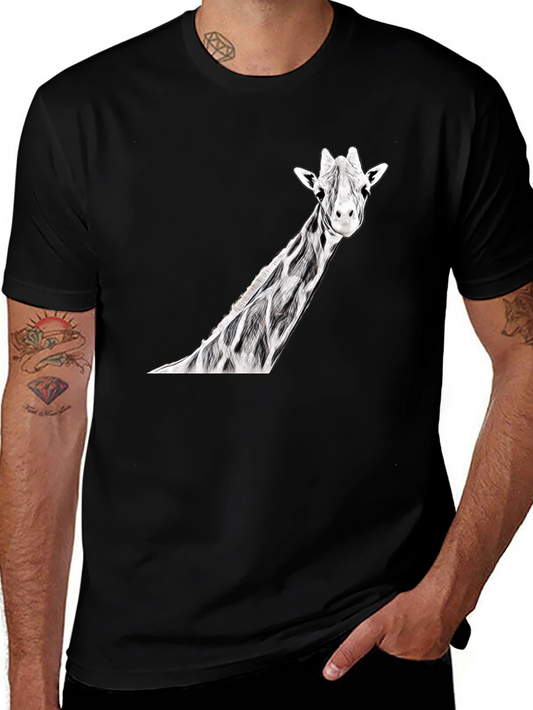 Giraffe Graphic Print Black T-Shirt