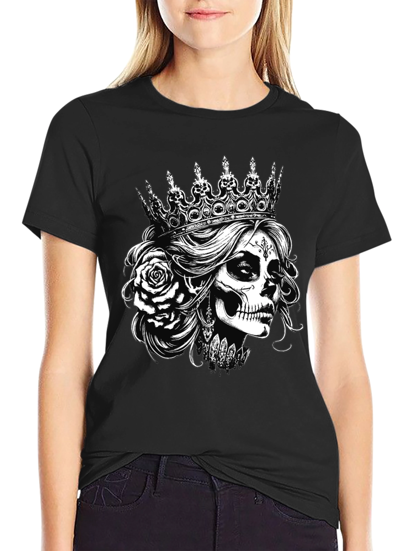 Sugar Skull Queen T-Shirt - Black Graphic Tee