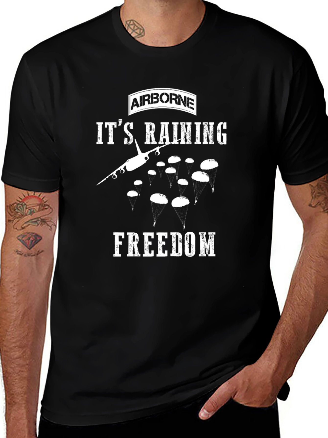 Airborne Its Raining Freedom Graphic T-Shirt