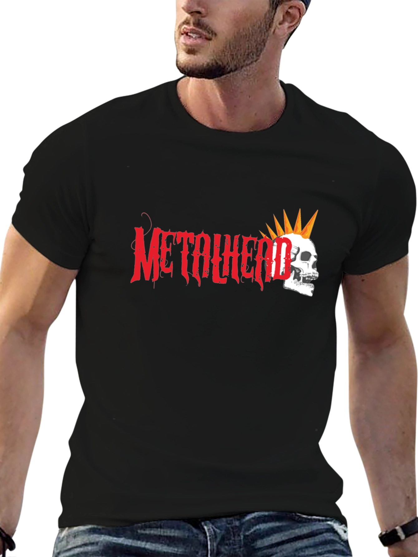 Metalhead Skull Graphic T-Shirt - Black Cotton Tee