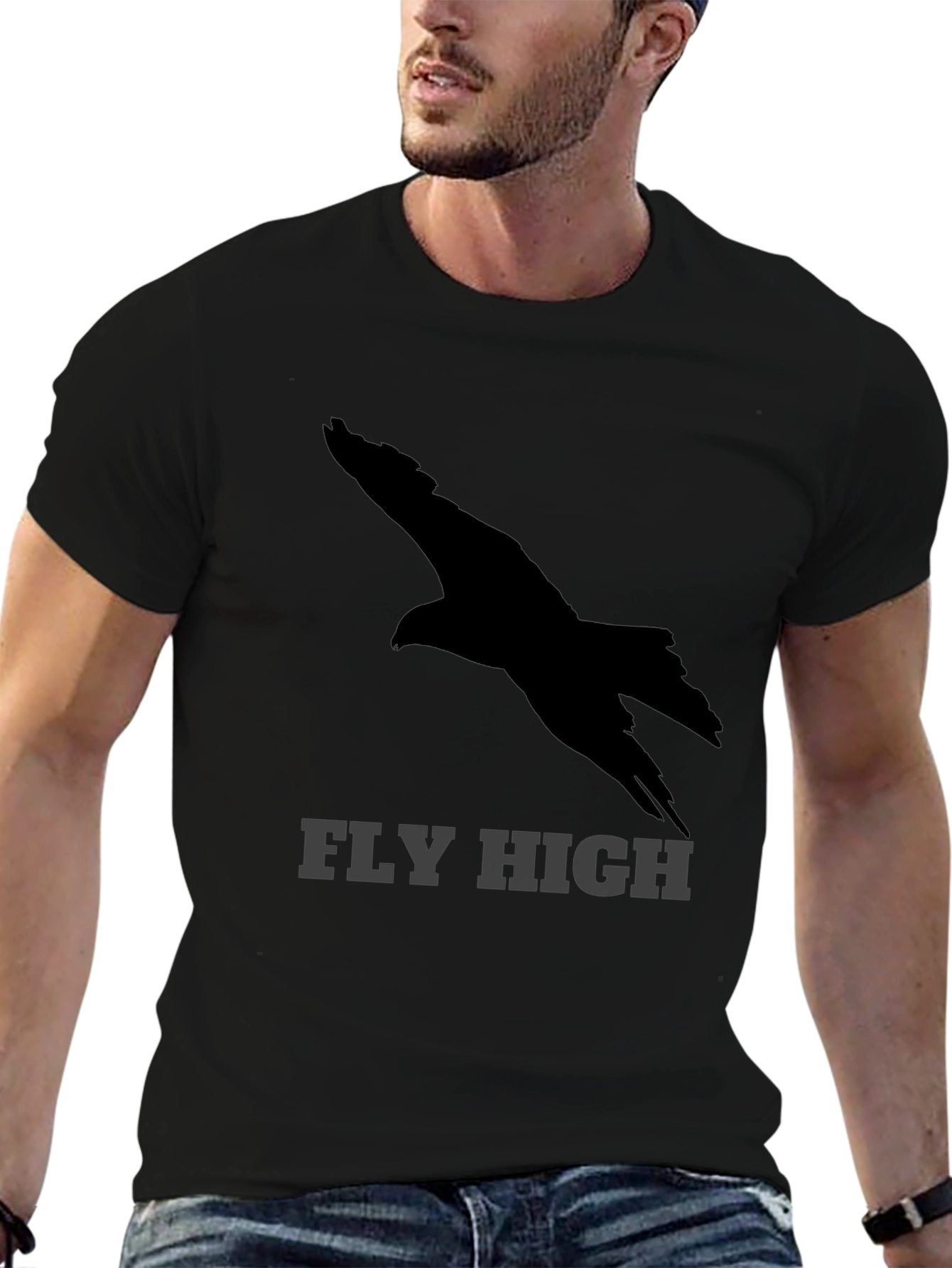 Fly High Eagle Graphic Black T-Shirt