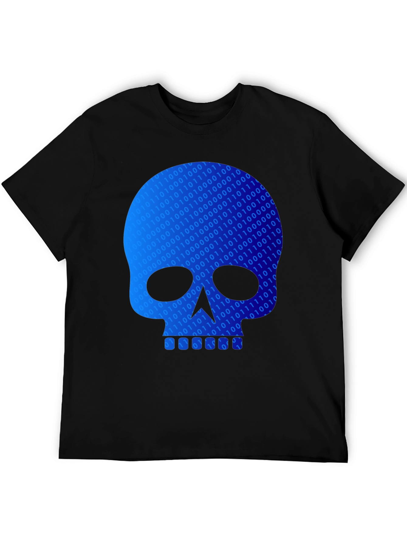 Binary Code Skull Graphic T-Shirt - Black