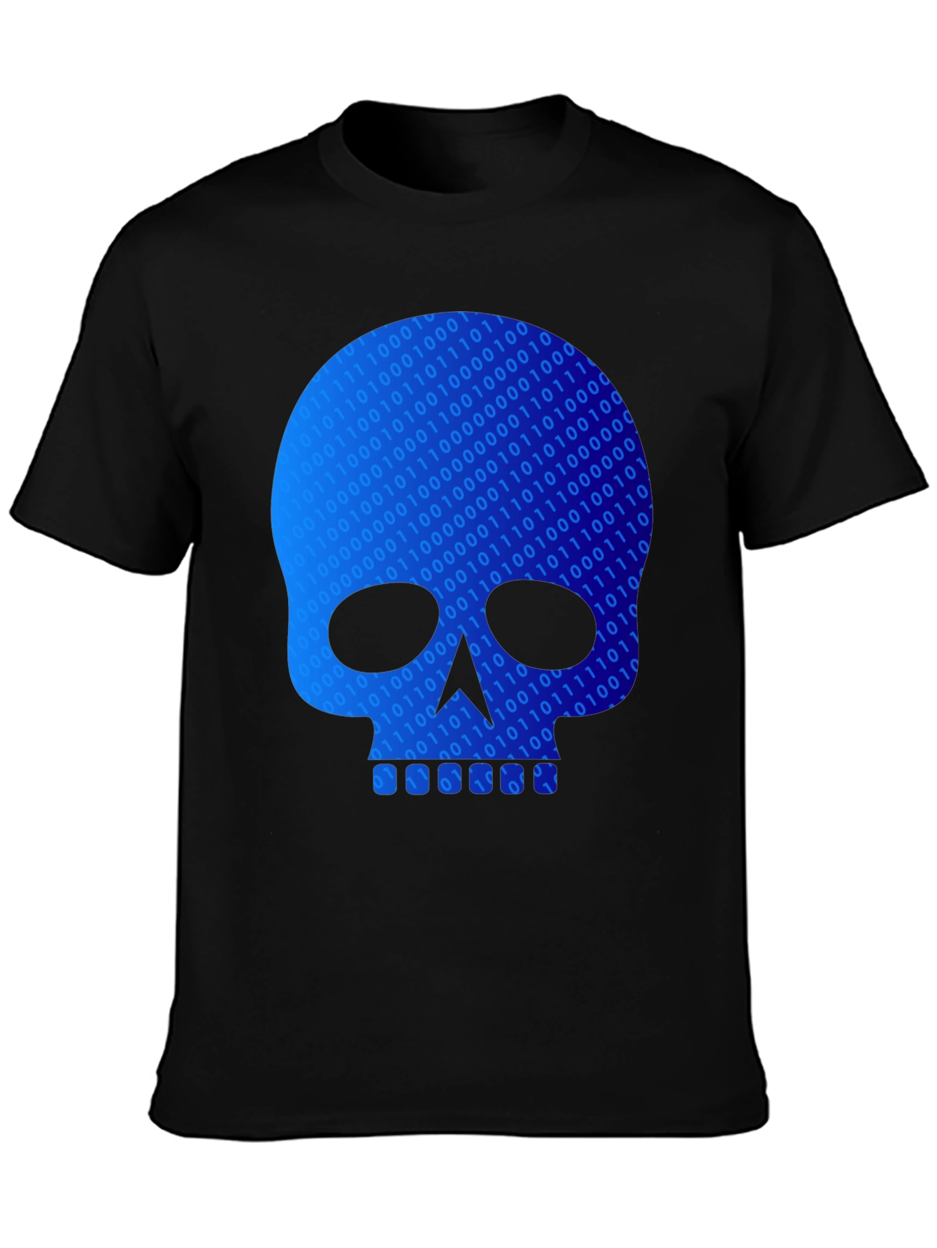 Binary Code Skull Graphic T-Shirt - Black