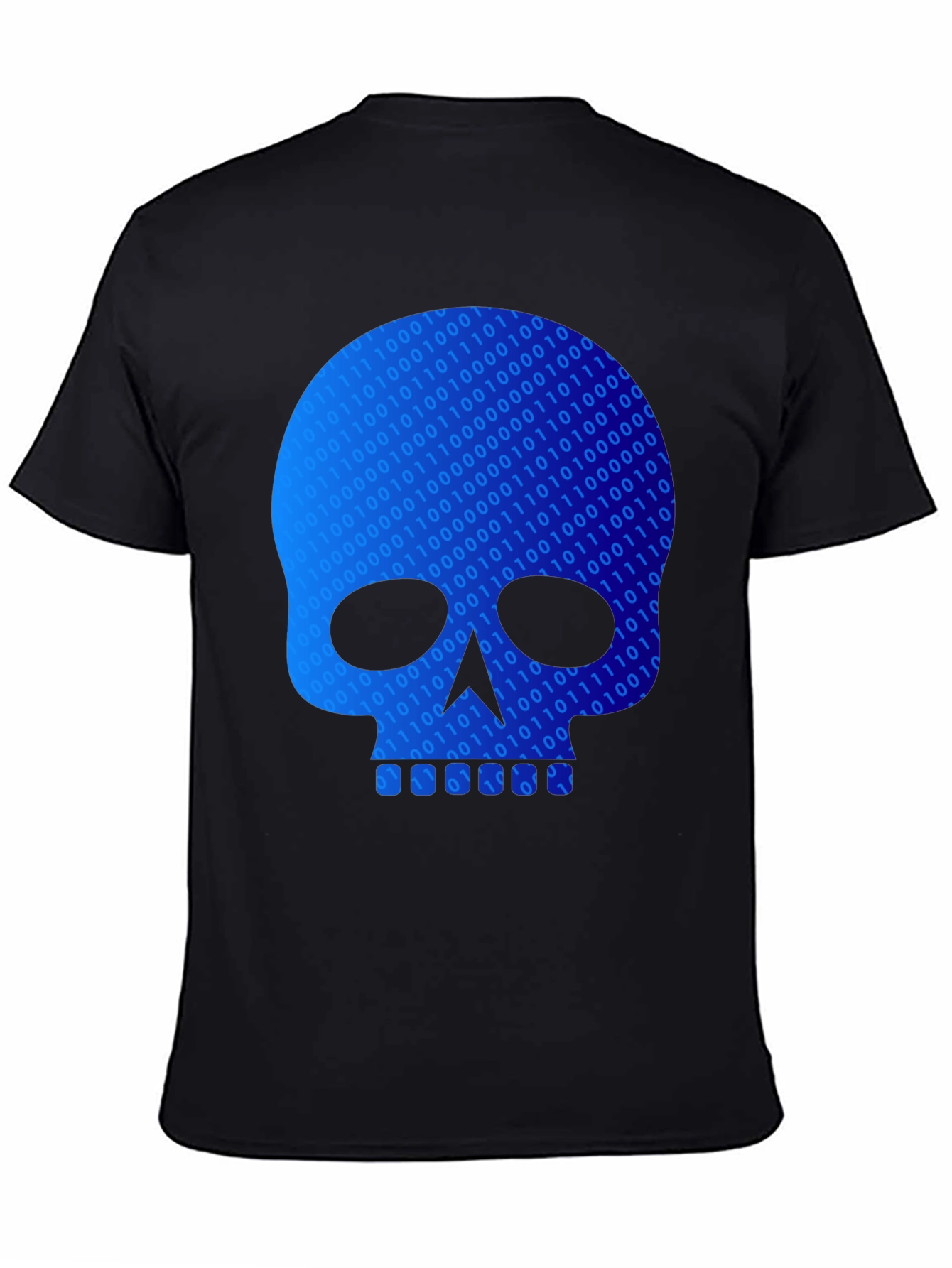 Binary Code Skull Graphic T-Shirt - Black