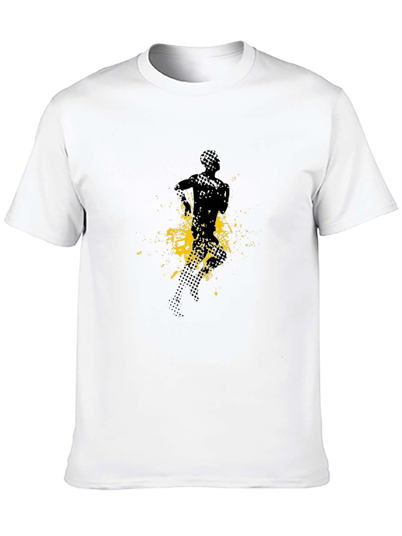 Mens Black Graphic Tee - Abstract Runner Design