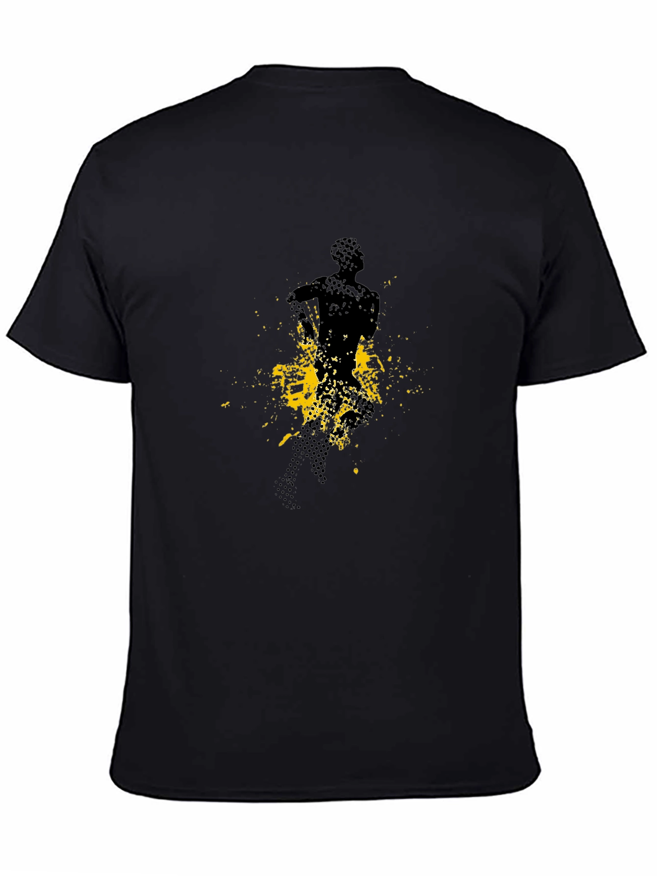 Mens Black Graphic Tee - Abstract Runner Design