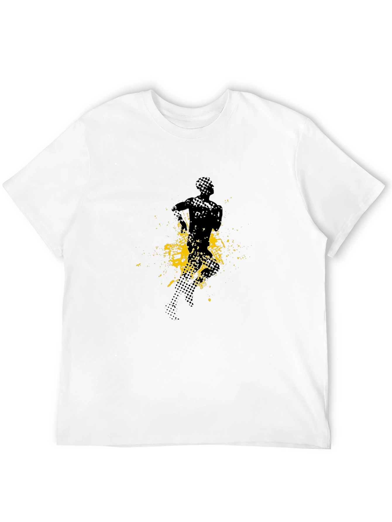 Mens Black Graphic Tee - Abstract Runner Design